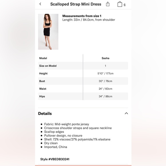 NWT! Victoria Beckham Scalloped Strapped Mini Dress Sz 6 - Picture 8 of 9